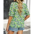 thumbnail image 6 of FreshPretty Women's Summer Boho Shirt Top Ruffle Short Sleeve Frill Trim Mock Neck Floral Solid Casual Blouses Shirts Tops, 6 of 6