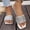 White, variant on Women's Square Toe Strap Flat Slippers, Sequin Design Matching Style Fashion Casual Outerwear Stylish Comfortable Footwear Black 9