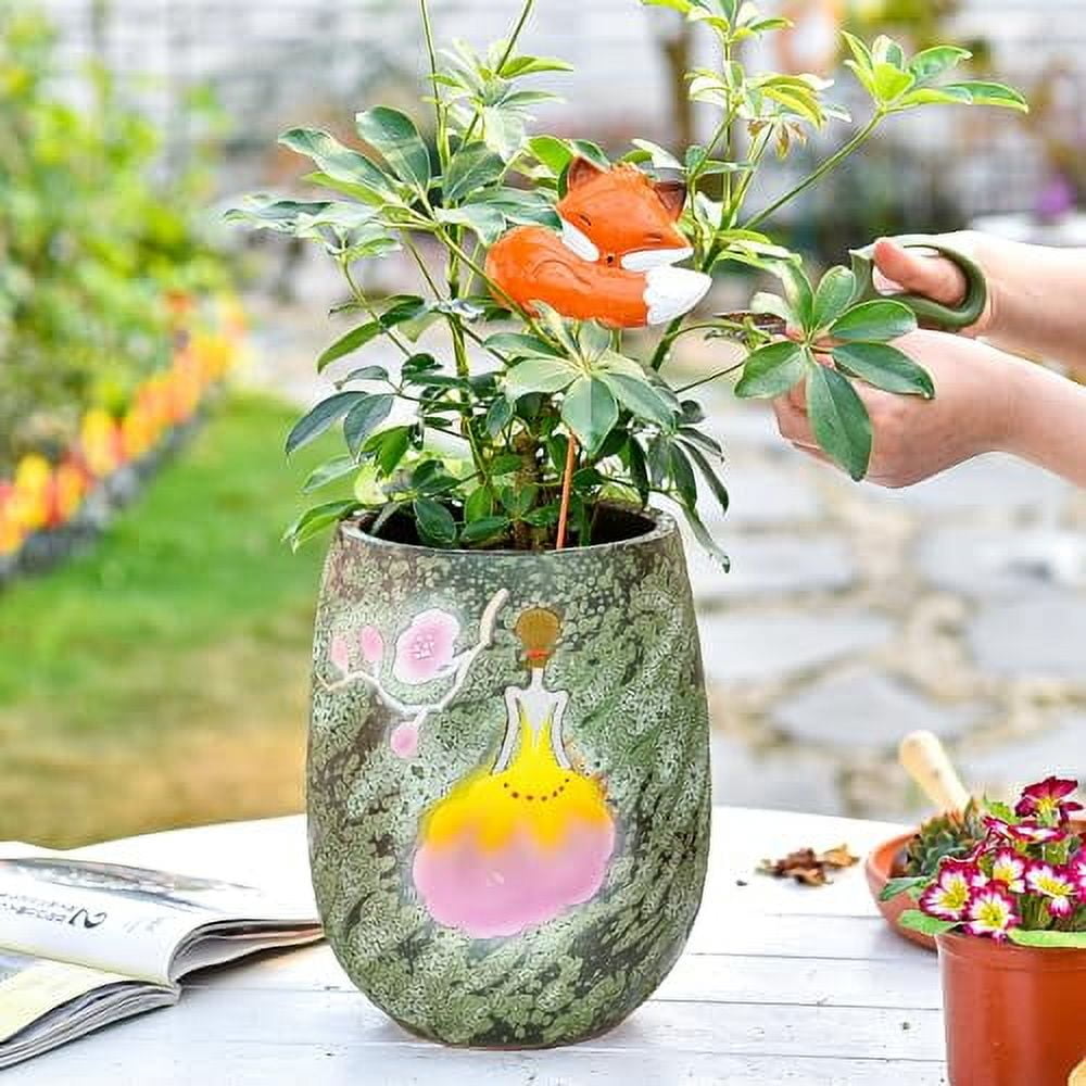 Sungmor 10.6 Inch Ceramic Succulent Plant Pot with Drainage Hole, Hand Painted Flower Pots for Plants, Unique Texture Decorative Planter for Indoor and Outdoor, Pottery Vase for Home Office Decor