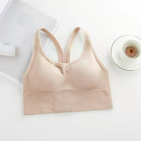 Valentine s Day Clearance Sale!Wireless Sport Bra Woman Racerback Kint Racerback Sport Bra for Women Seamless Padded Active Workout Gym Yoga Crop Tank Top with Removable Cups