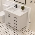 thumbnail image 4 of Ayna Decors Rooh 36 in White Bathroom Vanity Set with White Quartz Countertop and Brass Faucet | Pop-Up Drain and P-Trap Included | Black Hardware, 4 of 10