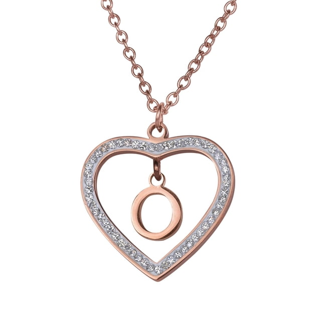 Collar de Mujer Corazón con Inciales LuckyLy, Modelo Adina rosa UNITALLA