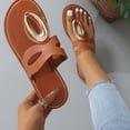 thumbnail image 5 of Womens Sandals Wide Width, Going Out Shoes for Women, Wide Width Sandals for Women, Women's Gold Flip Flops Summer Sandals 2026 Wedding Dressy Vacation Beach Open Toe Slides Shoes, Brown 8, 5 of 5