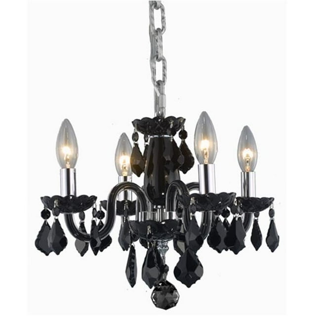 V7804D15B-JT-RC 12 x 15 in. Rococo 4 light Black Pendant - Royal Cut Crystals