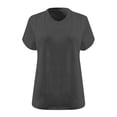 thumbnail image 4 of SROBPTY Womens Tops Plus Size, Summer Shirts for Women, Women's Oversized V Neck Short Sleeve Solid Summer Base Shirt Sports T-shirt Dark Gray XXL, 4 of 4