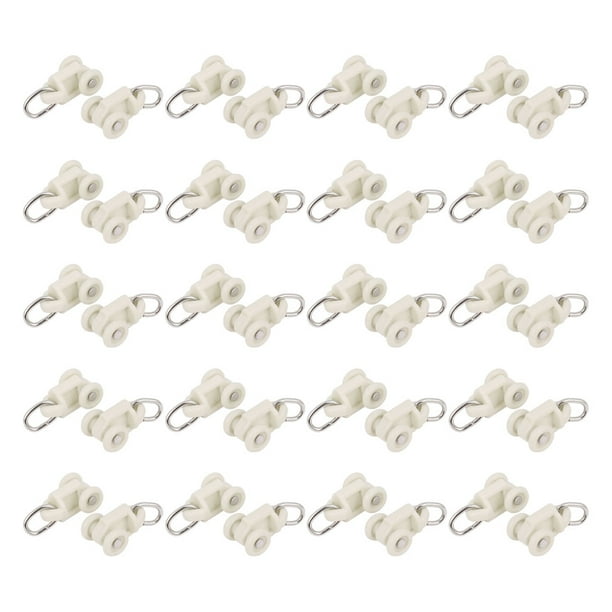 40pcs Glisseur Rail Rideaux Roulette Crochet Roue Rideaux Coulissant Poulie pour Fenêtre Voilage