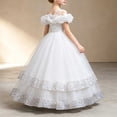 thumbnail image 4 of LEKWK Girls Sparkly Princess Dress Sequin Ruffles Sleeve Tulle Ball Gown Off Shoulder Tiered Pageant Dresses for Birthday Party Stage Performance Costume, 4 of 9
