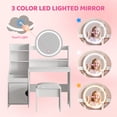 thumbnail image 6 of Veanerwood Kids Vanity Table and Chair Set, Vanity with Chair for Girls with Open Bookshelf & Large Storage Space, White, 6 of 7