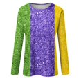 thumbnail image 4 of xixinqiwan Mardi Gras Tops for Women,Womens Long Sleeve Carnival Crew Neck Casual Tshirts New Orleans Parade Custume Tops, 4 of 6