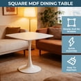 thumbnail image 2 of 24" White Square Tulip Dining Table for 2-3 People with Metal Pedestal Base, 2 of 9