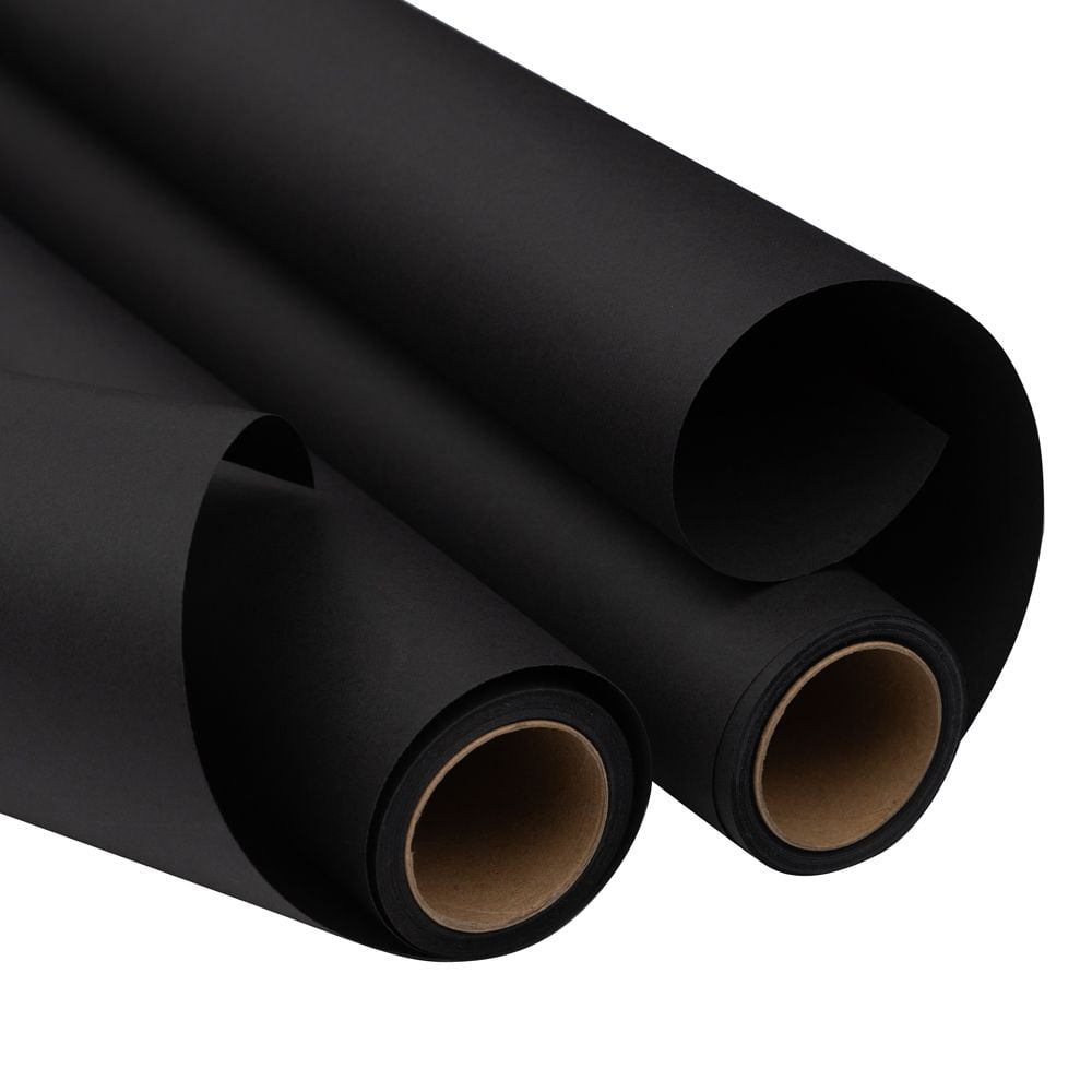 JAM Paper Matte Wrapping Paper, 52.6 Sq ft Total, Matte Black, 2 Pack