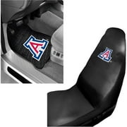 NCAA Arizona 2 pc Front Floor Mats and Arizona Car Seat Cover Value Bundle