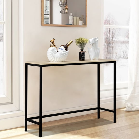 41.3" Single Layer Porch Table with Metal Frame, Industrial Style Console Table, Space Saving Entryway Table for Entryway, Hallway, behind Sofa, Living Room