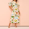 thumbnail image 4 of New Spring Style: Floral Print Lantern Sleeve Fitted Waist Long Sleeve Full Skirt Dress, 4 of 5