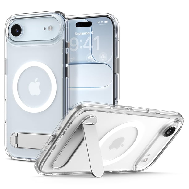 Funda Spigen para iPhone 17 Air, ultra híbrida, transparente, con función atril