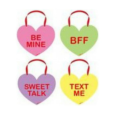 Valentine Conversation Hearts with Glitter & Ribbon Hanger Case Pack 72