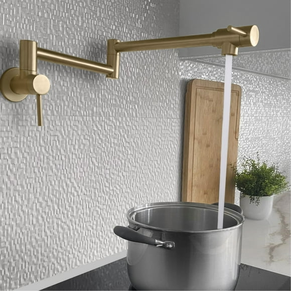 STYLISH Stainless Steel Wall Mount Pot Filler Folding Stretchable with Single Hole Two Handles