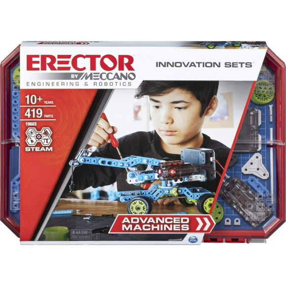 Meccano Erector, Advanced Machines Innovation Set, S.T.E.A.M. Building Kit with Real Motor