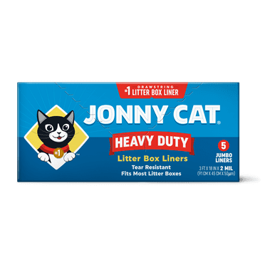 (5 Pack) Jonny Cat, Cat Litter Box Liners With Drawstring, Jumbo, 5 count