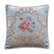 thumbnail image 1 of Cojín decorativo europeo, funda de almohada suave y lujosa con flores. Azul, 1 of 9