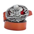 thumbnail image 1 of Cinturón de hombre Cinturón de material cuero esquelético Cinturón de jeans occidentales Correas de cinturón Gótico Punk Cráneo Hebilla de cinturón Hebilla marrón Salvador Cinturón de vaquero occidental, 1 of 7
