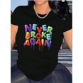 thumbnail image 1 of Playera Deportiva Manga Corta Mujer Dry-FitWomen's Colorful Letter Print Fashion Tee - Casual Round Neck Short Sleeve, Stretchy Polyester Blend, Machine Washable - Perfect for SummerFather's Day, Mo, 1 of 7