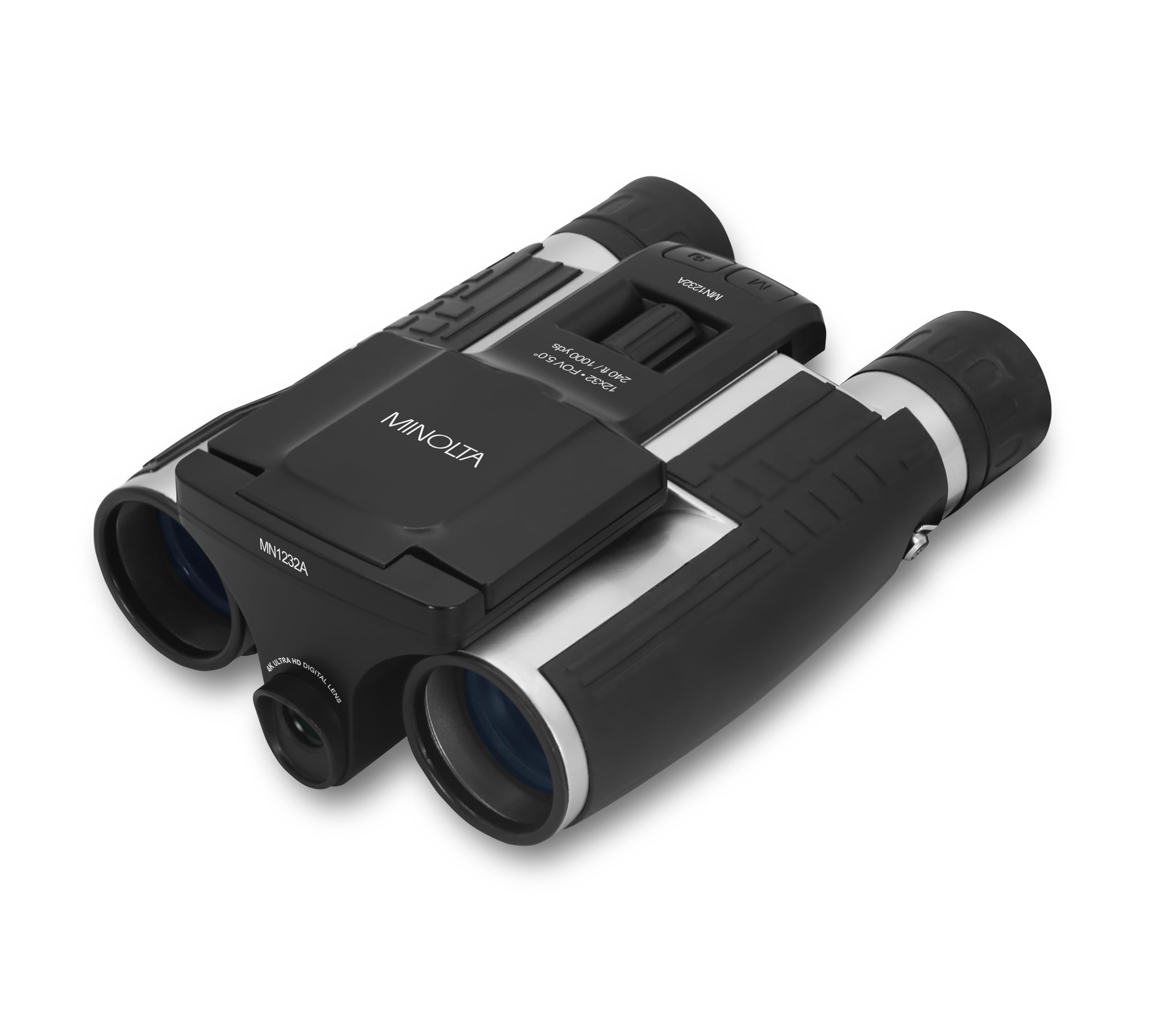 Minolta MN1232A 12x32 Digital Binoculars- 4K UHD Video Camera, 48MP Photo, 8X Digital Zoom, IPS Anti-Glare Screen, Fog-Resistant Optics, Compact, Ideal for Birdwatching & Travel Hunting
