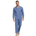 thumbnail image 4 of EA'S SECRET Mens Pajamas Set Soft 100% Cotton Notched Collar Pajamas for Men Long Sleeve Button Down Pjs Mens Sleepwear with Pockets(Blue,L), 4 of 7