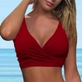 thumbnail image 5 of Hessimy Women Underwire Full Coverage Bikini Top Only Criss Cross Push Up Swim Crop Top Tie Back Bathing Suit(,L), 5 of 7