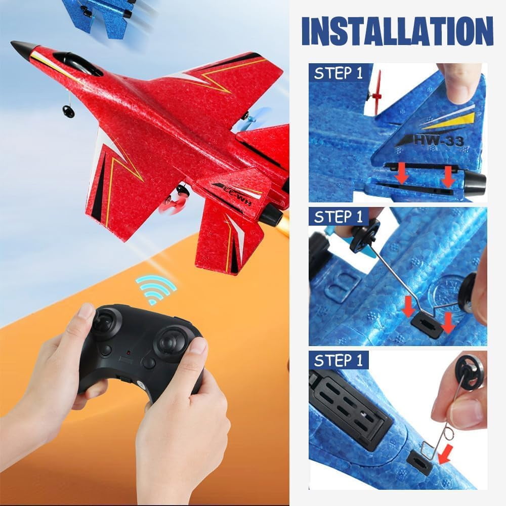 2026 New Gravity Gliders Airplane with Lights, Upgrade RC Plane Remote Control Glider Airplanes 2.4 GHZ 2 Channels, Anti-Collision Silicone Nose RC Plane (Blue)