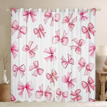 Feelyou Cartoon Cute Bow Curtains Pack of 2 (42x84 Each) for Kid, Princess Ribbon Curtains Blackout, Kawaii Love Heart Bedroom Curtains, Curtains and Drapes Room Decor