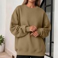 thumbnail image 5 of Garbnen Crew Neck Sweatshirt for Women Fleece Lined Long Sleeve Shirt for Women Casual Fall Winter Warm Oversized Fashion Pullover Shirts for Women Khaki XL, 5 of 7