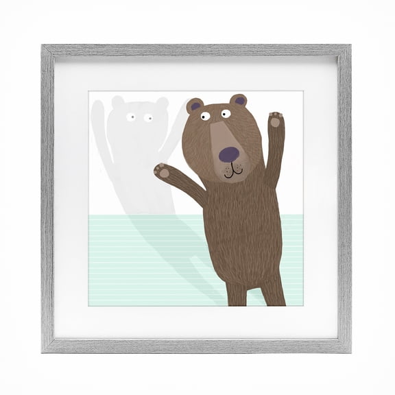 Stupell Industries Contemporary Whimsical Bear Shadow Gray Framed Print Under Glass, 13 x 13, by Carla Daly