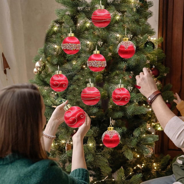Xihbxyly 9 Bolas Navideñas de Plástico Irrompible, Tamaño de 3,14 Pulgadas, Fáciles de Colgar para Árbol o Fiesta, Decoración Navideña Diy, Decoración para El Hogar y La Tienda, Peso de 190 G.