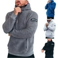 thumbnail image 3 of Lovskoo Men's Winter Hoodies with Pocket Fuzzy Fleece Solid Color Pullover Drawstring Pocket Long Sleeve Hooded Sweater Blue, 3 of 3