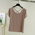 thumbnail image 2 of fatyb Women's Lounge Tops Short Sleeve Comfy Pajama T Shirts Casual Crew Neck Loose Blouses Sleepwear, 2 of 7