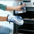 thumbnail image 2 of Blue Pioneer Flower Kitchen Oven Mitt and Pot Holder Sets 4 Pcs for Baking, Cooking and Grilling, Heat Resistant Up To 392 °F, 2 of 7