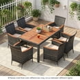 thumbnail image 4 of Demi Bonn 7 Pieces Patio Furniture Set, Cushioned PE Rattan Wicker Acacia Wood Dining Set with Umbrella Hole, Conversation Dining for Garden Poolside Balcony, Gray, 4 of 9