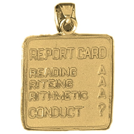 10K Yellow Gold Report Card Pendant - 24 mm