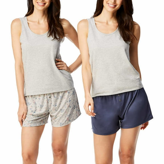 Lucky Brand Women's 3-piece Super Soft Lightweight Shorts and Tank Lounge Sleep Set- Gray, Size Large