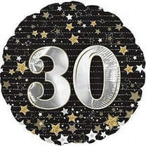 PMU Happy Birthday 30 Gold Stars 18 Inch Mylar-Foil Balloon Pkg/1