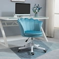 thumbnail image 2 of HOMCOM Mid Back Velvet Office Chair with Swivel Wheels for Study, Blue, 2 of 10
