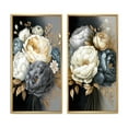thumbnail image 2 of Designart "Peonies in White, Blue, and Grey I" Peonies Framed Wall Art Set Of 2 - White Floral Framed Canvas Set For Living Room Decor, 2 of 7