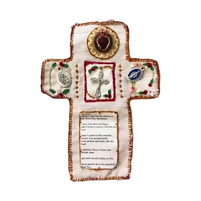 Santuario de bolsillo con cruz incluido el adorno Inside Novely Family Regalo Familia de arte liviano Oración Oración de bolsillo Oración Santuario Rojo