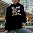thumbnail image 2 of Weapons of Grass Destruction Pun Quote with Clubs, Golf Player, Golfing or Golfer Themed Merch Gift, Navy Blue Hooded Sweatshirt or Hoodie, X-Large, 2 of 5