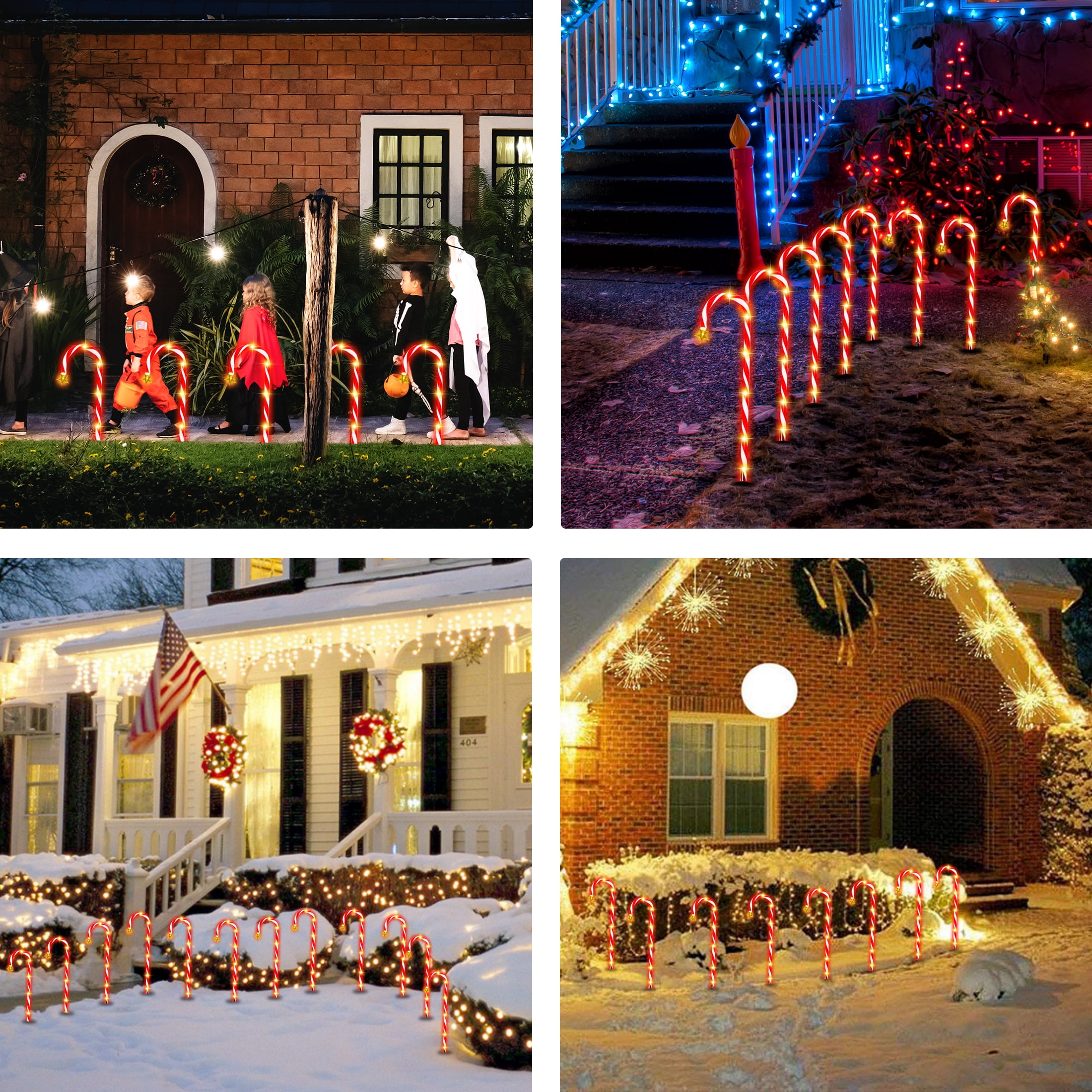 25’’ Christmas Candy Cane Lights,  72 LED Pathway Markers Lights for Christmas Outdoor Decorations, 12 Pack