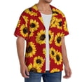 thumbnail image 2 of Kdxio Men'S Hawaiian Shirt For Men Short Sleeve Shirt Sunflowers On Red Summer Casual Holiday Beach Button Down T-Shirts, 2 of 5