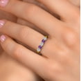 thumbnail image 4 of Gem Stone King 18K Yellow Gold Plated Silver Lab Grown Diamond and Purple Amethyst Wedding-Bands Ring for Women | 0.83 Cttw | Round 3.5MM | Gemstone April Birthstone | Size 7, 4 of 6