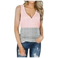 thumbnail image 2 of DPTALR Womens Casual Loose Color Matching Button V-neck SleevelessTops Blouses Vests, 2 of 6