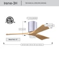 thumbnail image 6 of Matthews Fan Company IR3H-BN-LM-60 Irene 60" Brushed Nickel Hugger Ceiling Fan with 3 Light Maple Blades, Remote and Wall Control, Indoor/Outdoor Damp Rated, 6 of 6